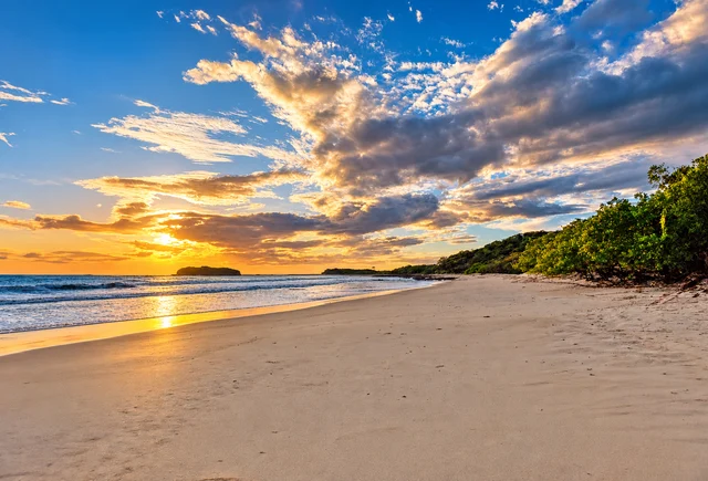 Evening light over a peaceful sandy beach