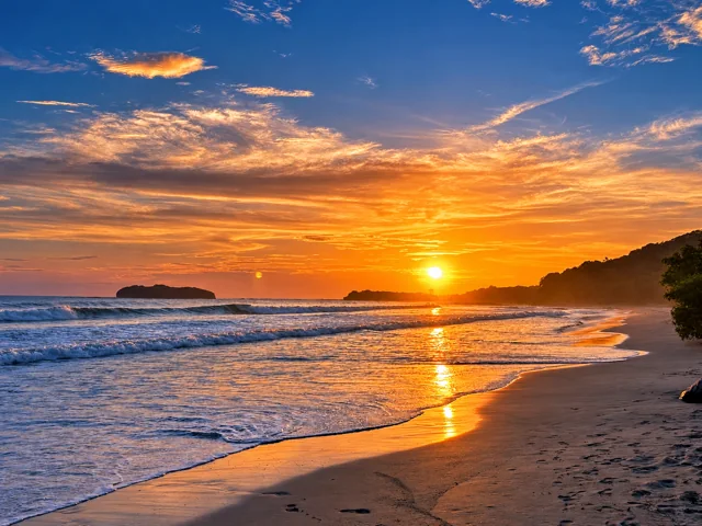 Sunset over the Pacific beach