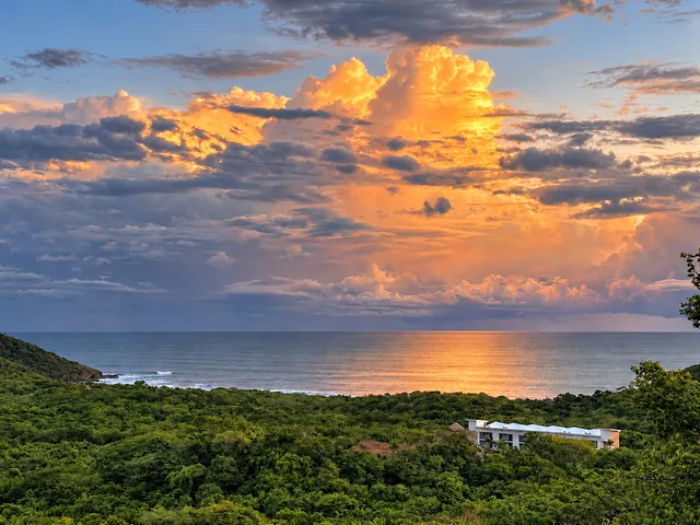 Golden sunset over the Pacific coastline