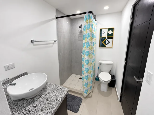 Private bathroom with shower and vanity