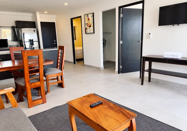 Living and dining space beside the kitchen