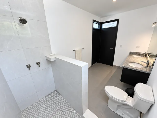 Downstairs bathroom with a walk-in shower