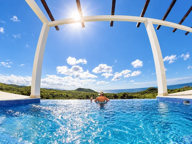 Private pool beneath the terrace pergola