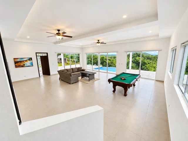 Billiards room overlooking the ocean