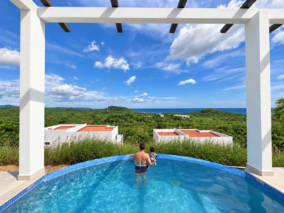 Poolside living at a Surf Ranch Popoyo house