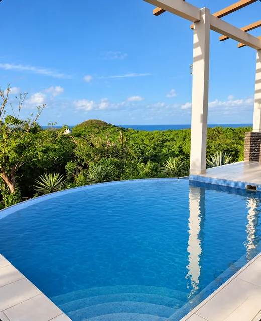 Morning ocean views from a private pool