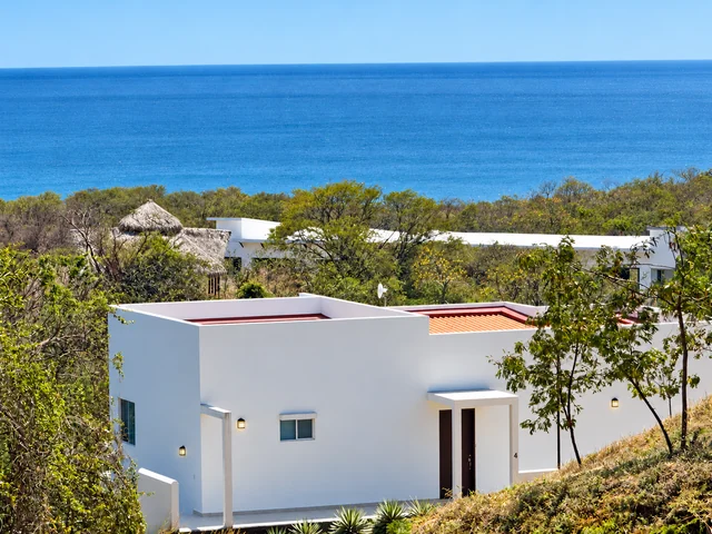Resort buildings overlooking the Pacific
