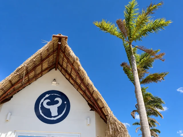 Surf Ranch emblem above the reception entrance